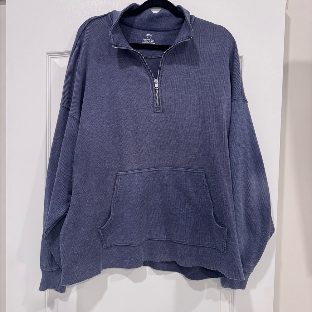 Aerie Quarter Zip Blue Size Large